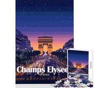 1000 Piece Jigsaws for Adults Puzzle Champs Elysees Paris Night Scene Jigsaw Puzzles for Adults Precision Cutting Challenging To Complete Brainteaser Family Games (38x52cm)