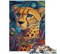 1000 Piece Jigsaws for Adults Puzzle Cheetah in Cosmos Relaxing Games Tough Challenge Anti-Stress Toys Stress Reduction Gifts Size 38x26cm