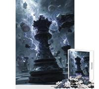 1000 Piece Jigsaws for Adults Puzzle Chess Pieces with Lightning Storm Jigsaw Puzzles for Adults Precision Cutting Challenging To Complete Brainteaser Family Games (38x26cm)