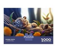 1000 Piece Jigsaws for Adults Puzzle Chilling Cute Tiger Puzzle for Adults Relax Games Stress Reliever Birthday Present, Gifts, 52x38cm/1000pcs