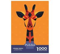 1000 Piece Jigsaws for Adults Puzzle Colorful Giraffe Vector Portrait on Bright Orange Puzzle for Adults Relax Games Stress Reliever Birthday Present, Gifts, 52x38cm/1000pcs