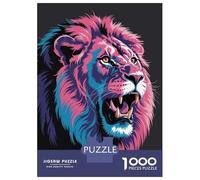 1000 Piece Jigsaws for Adults Puzzle Colorful Roaring Lion Head Illustration Puzzles for Adults Family Game Hand Speed Race Challenging To Complete 52x38cm/1000pcs