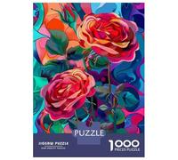 1000 Piece Jigsaws for Adults Puzzle Colorful Rose Wall Art Print Puzzles for Adults Fun Games Wall Decoration Challenging To Complete 70x50cm/1000pcs
