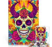 1000 Piece Jigsaws for Adults Puzzle Colorful skull art Denksportaufgabe für mit vollständig ineinander greifenden, zufällig geformten Teilen75x50cm