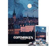 1000 Piece Jigsaws for Adults Puzzle Copenhagen, Denmark at Night Jigsaw Puzzles for Teenagers Staycation Kill Time Educational Challenge Great Gifts for Gaming (38x52cm)