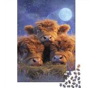 1000 Piece Jigsaws for Adults Puzzle Cows in Haystack at Night Puzzles for Adults Family Game Hand Speed Race Challenging To Complete 52x38cm/1000pcs
