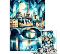1000 Piece Jigsaws for Adults Puzzle Cubist Paris Skyline with Eiffel Tower And Seine Jigsaws for Adults Family Game Pattern Assembly Challenging To Complete (Size 50x75cm)