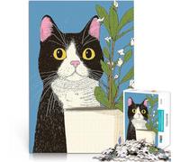 1000 Piece Jigsaws for Adults Puzzle Curious Cat with Flowers DIY-Spielzeug Angebot als Geschenk für die ganze Familie75x50cm