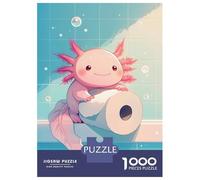 1000 Piece Jigsaws for Adults Puzzle Cute Axolotl with Toilet Paper Roll Jigsaw for Adults Family Game Wall Decoration Great Gift for Gaming 52x38cm/1000pcs