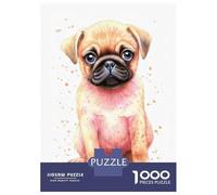1000 Piece Jigsaws for Adults Puzzle Cute Baby Pug Dog Puppy Jigsaw Puzzle Brain Teaser Game Hand Speed Race Great Gift for Gaming 38x26cm/1000pcs