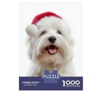 1000 Piece Jigsaws for Adults Puzzle Cute Coton De Tulear Dog with Santa Hat Adult Jigsaw Puzzle Toy Wall Decor Difficult Hard Birthday Present, Gifts, 70x50cm/1000pcs