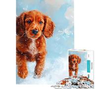 1000 Piece Jigsaws for Adults Puzzle Cute Irish Setter Puppy Painting Fun at Home Activities, Enhance Memory Educational Game Suitable for Ages 14 And Up (50x75cm)