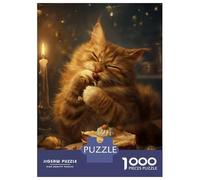 1000 Piece Jigsaws for Adults Puzzle Cute Orange Tabby Cat Cake Jigsaw Puzzle Brain Teaser Game Hand Speed Race Great Gift for Gaming 38x26cm/1000pcs