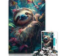 1000 Piece Jigsaws for Adults Puzzle Cute Sloth Tropical Forest Family Fun & Game Night Improve Memory Secret Santa Gifts (size 38x26cm)