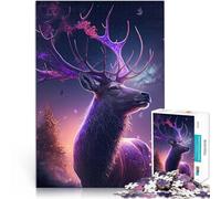 1000 Piece Jigsaws for Adults Puzzle Deer Neon Herausforderndes Spielspielzeug Tolle Geschenke und Spielzeuge52x38cm