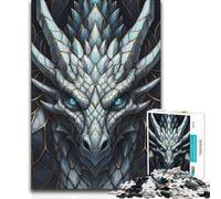 1000 Piece Jigsaws for Adults Puzzle Detailed Dragon Head with Blue Eyes Precision Cutting Practical Game Suitable for Ages 14 And Up (size 50x75cm)