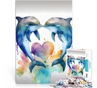 1000 Piece Jigsaws for Adults Puzzle Dolphin Couple Love Story DIY-Spielzeug Jedes Stück ist einzigartig Anspruchsvolles Familienspiel52x38cm