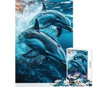 1000 Piece Jigsaws for Adults Puzzle Dolphins Underwater Toy Wall Decor Gift Birthday Family Game Artists' Collection, Fine Arts Size 38x26cm