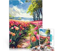 1000 Piece Jigsaws for Adults Puzzle Dutch Tulip Field Landscape Lernspiele Lustige Aktivitäten für zu Hause, Geburtstagsgeschenk, Reisegeschenk,38x26cm