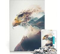 1000 Piece Jigsaws for Adults Puzzle Eagle Double Exposure, Educational Game, Wall Decoration, for Is Ideal As A Gift 38x52cm