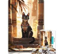 1000 Piece Jigsaws for Adults Puzzle Egyptian Cat Guardian Family Fun & Game Night Improve Memory Secret Santa Gifts (size 38x26cm)