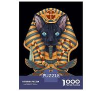 1000 Piece Jigsaws for Adults Puzzle Egyptian Cat Pharaoh Art Print Puzzles for Adults Fun Games Wall Decoration Challenging To Complete 38x26cm/1000pcs