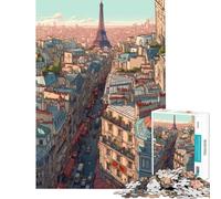 1000 Piece Jigsaws for Adults Puzzle Eiffel Tower in Paris Adult Jigsaw Puzzle Anti-Stress Toys Improve Memory Challenging To Complete (Size 38x26cm)