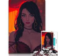 1000 Piece Jigsaws for Adults Puzzle Elegant Woman Portrait Family Fun & Game Night Improve Memory Secret Santa Gifts (size 38x26cm)