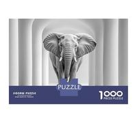 1000 Piece Jigsaws for Adults Puzzle Elephant in White Corridor Puzzle for Adults Relax Games Stress Reliever Birthday Present, Gifts, 52x38cm/1000pcs
