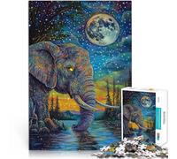 1000 Piece Jigsaws for Adults Puzzle Elephant, the king of the forest Stressabbau mit passendem Poster und Quizblatt52x38cm