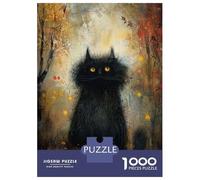 1000 Piece Jigsaws for Adults Puzzle Enigmatic Black Cat Adult Jigsaw Puzzle Brain Teaser Game Difficult Challenge Challenging To Complete 52x38cm/1000pcs