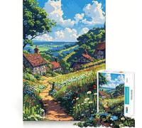 1000 Piece Jigsaws for Adults Puzzle Fairytale Town Pixel Art Exact Edge Art Logic Game Play Calm Fun Time Festive Leisure Gift (38x26cm)