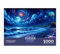 1000 Piece Jigsaws for Adults Puzzle Fantasy Beach Night Scene Puzzles for Adults Family Game Hand Speed Race Challenging To Complete 38x26cm/1000pcs