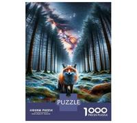 1000 Piece Jigsaws for Adults Puzzle Fantasy Forest Fox Art Print Puzzles for Adults Fun Games Wall Decoration Challenging To Complete 38x26cm/1000pcs