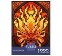 1000 Piece Jigsaws for Adults Puzzle Fiery Floral Stained Glass Design Jigsaw Puzzle Brain Teaser Game Hand Speed Race Great Gift for Gaming 70x50cm/1000pcs