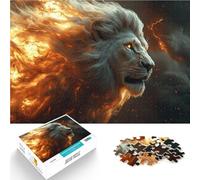 1000 Piece Jigsaws for Adults Puzzle Fiery Lion King Learning Educational Toy 26x38cm with Matching Poster and Trivia Sheet for Age 14+