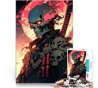 1000 Piece Jigsaws for Adults Puzzle Fiery Skull Samurai Challenging To Complete But Fun And Humorous Parent-child interaction 26x38cm