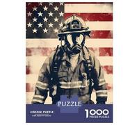 1000 Piece Jigsaws for Adults Puzzle Firefighter USA Flag Teenager Puzzles Hands-on Game Difficult Challenge Birthday Present, Gifts, 52x38cm/1000pcs