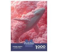 1000 Piece Jigsaws for Adults Puzzle Floral Whale in Pink Clouds Puzzle for Adults Relax Games Stress Reliever Birthday Present, Gifts, 52x38cm/1000pcs