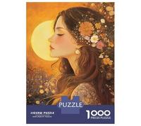 1000 Piece Jigsaws for Adults Puzzle Floral Woman in Golden Light Jigsaw Puzzle Brain Teaser Game Hand Speed Race Great Gift for Gaming 70x50cm/1000pcs