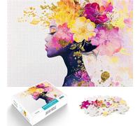 1000 Piece Jigsaws for Adults Puzzle Floral Woman Portrait Pädagogisches Familienspiel Ein Kunstwerk52x38cm