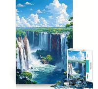 1000 Piece Jigsaws for Adults Puzzle Forest Waterfall Pixel Art Exact Edge Art Logic Game Play Calm Fun Time Festive Leisure Gift (38x26cm)