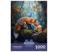 1000 Piece Jigsaws for Adults Puzzle Fox And Beer in The Woods Teenager Puzzles Hands-on Game Difficult Challenge Birthday Present, Gifts, 70x50cm/1000pcs
