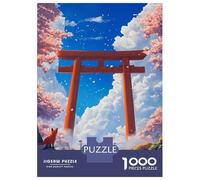 1000 Piece Jigsaws for Adults Puzzle Fox Under Torii Gate Jigsaw Puzzle Brain Teaser Game Hand Speed Race Great Gift for Gaming 38x26cm/1000pcs