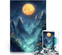 1000 Piece Jigsaws for Adults Puzzle Full Moon Over Mountains Familienaktivität Heimdekoration Spielzeug38x26cm