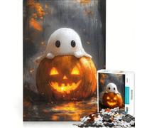 1000 Piece Jigsaws for Adults Puzzle Ghost on Pumpkin, Relax Games, Fun Activities at Home, Improving Love between Couples 38x26cm