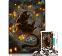 1000 Piece Jigsaws for Adults Puzzle Giant Cat in The Village Family Fun & Game Night Improve Memory Secret Santa Gifts (size 50x75cm)