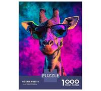 1000 Piece Jigsaws for Adults Puzzle Giraffe in Neon Gaze Teenager Puzzles Brain Teaser Game Enhance Memory Educational Challenge 70x50cm/1000pcs