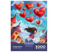 1000 Piece Jigsaws for Adults Puzzle Girl Flying with Hearts Teenager Puzzles Hands-on Game Difficult Challenge Birthday Present, Gifts, 70x50cm/1000pcs