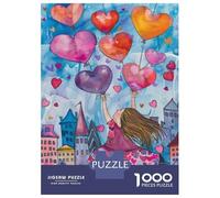 1000 Piece Jigsaws for Adults Puzzle Girl with Heart Balloons Puzzles for Adults Fun Games Wall Decoration Challenging To Complete 38x26cm/1000pcs
